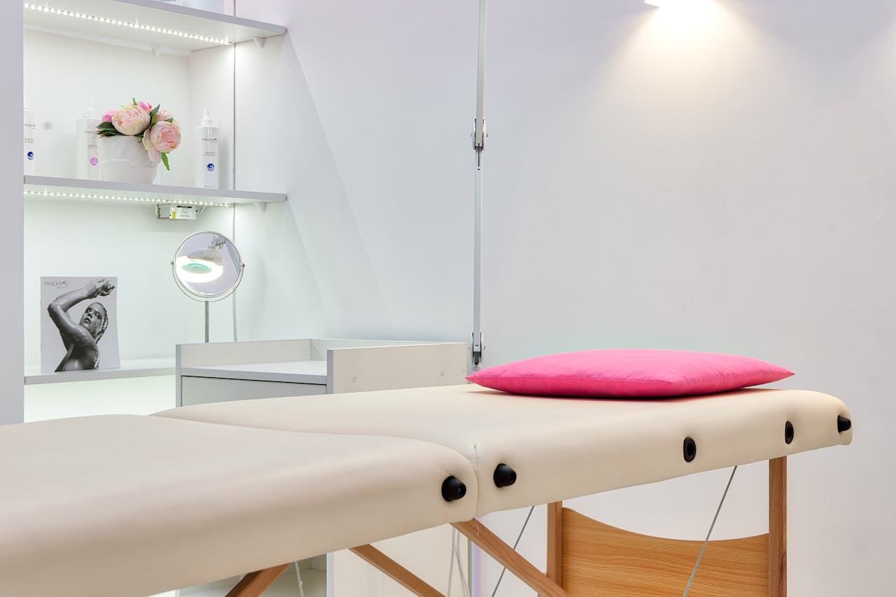 Crafting Captivating Headlines: Your awesome post title goes here Interior of modern beauty office with couch for skincare procedures under glowing light